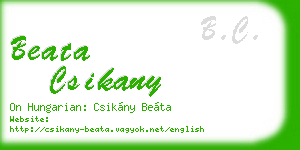beata csikany business card